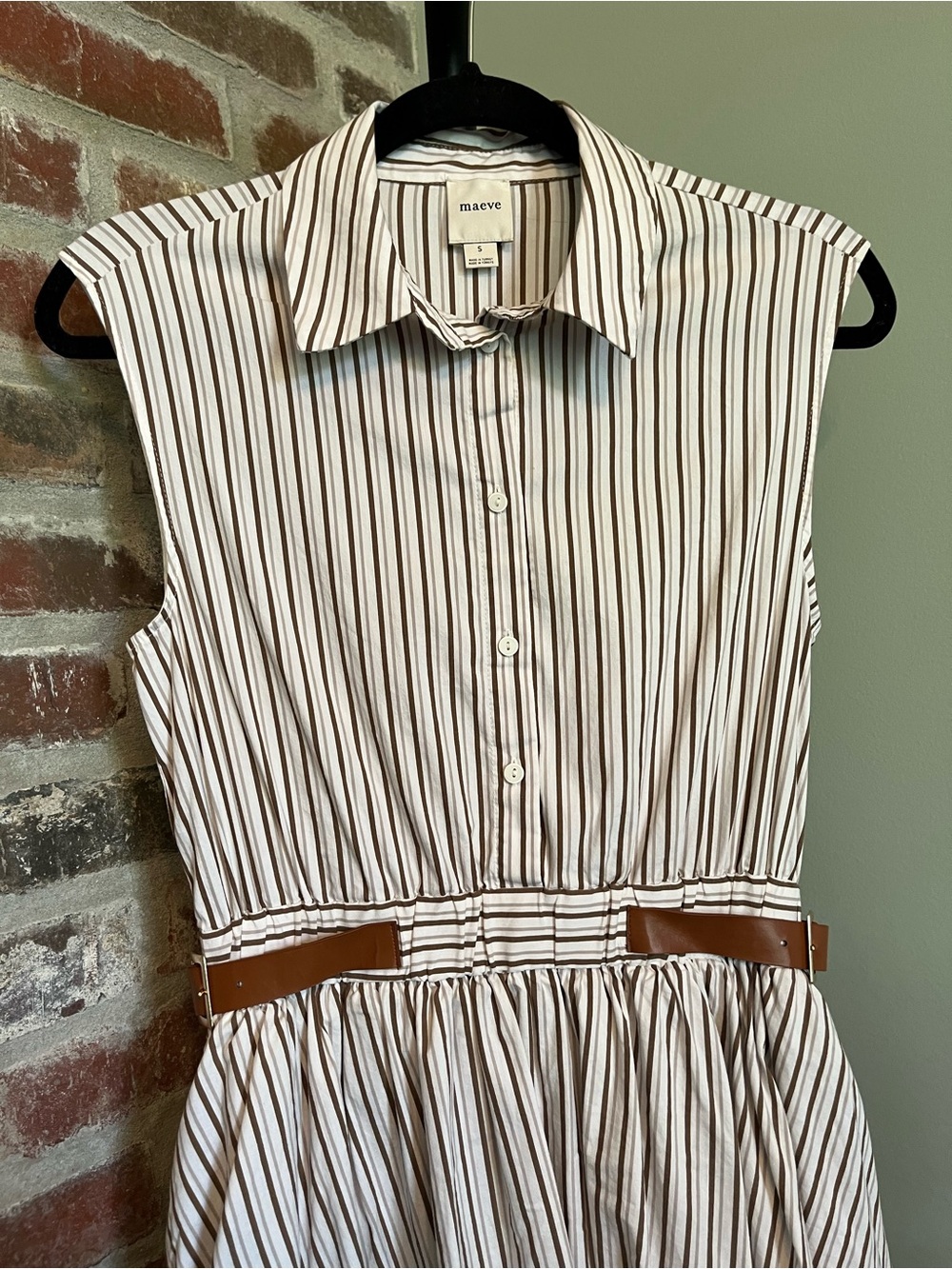 Maeve Belted Bubble-Hem Mini Shirt Dress | size small - Picture 3 of 9